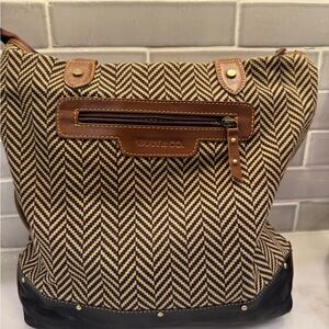 Chevron Shoulder Bag - Brown and Black